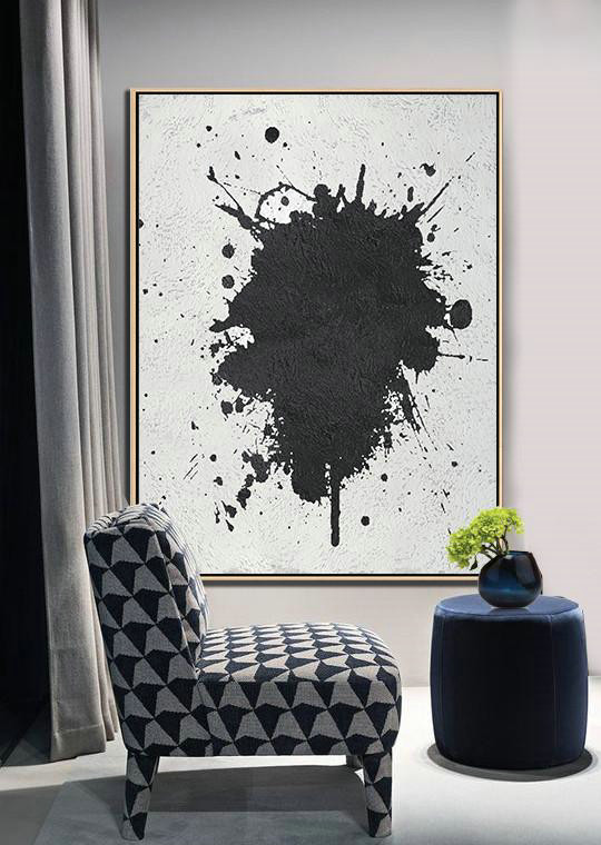 Canvas Wall Art,Black And White Minimalist Painting On Canvas - Extra Large Canvas Painting